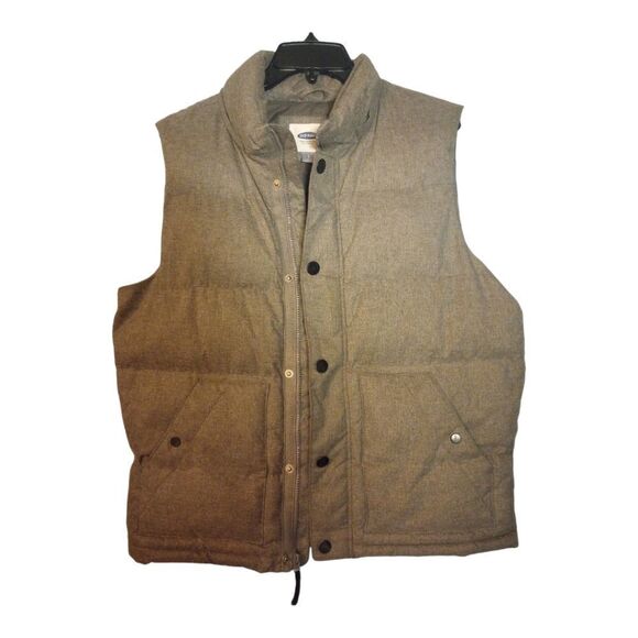 Old Navy puffer vest with zipper and button closure and hidden pocket - Picture 1 of 8